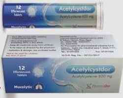 Acetylcystdar 600 mg 12 eff. tabs.